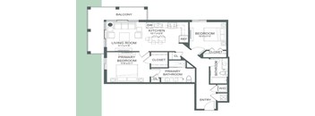 a floor plan of a house with a bedroom and a living room