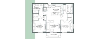 a floor plan of a house with bedrooms and a living room