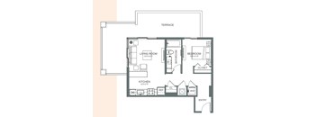 a floor plan of a house with a bedroom and a living room