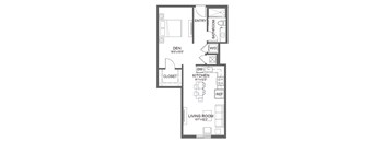 a floor plan of a small house with a bedroom and a living room