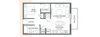 a floor plan of a house with a bedroom and a living room