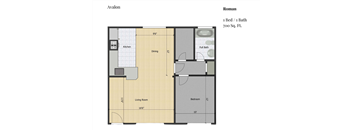 a floor plan of a room with a bed and a bath