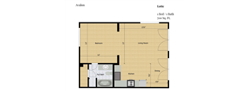 a floor plan of a room with a bed and a bath