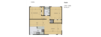 a floor plan of a room with a bed and a bath