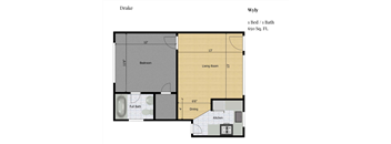 a floor plan of a unit with a bedroom and a bathroom
