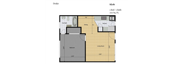 a floor plan of a small house with a bedroom and a bathroom