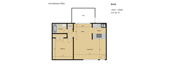 a floor plan of a room with a bedroom and a bathroom