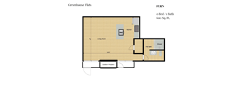 a floor plan of a room with a bed and a bath