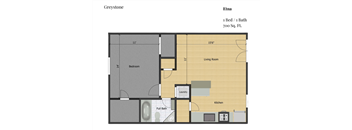 a floor plan of a room with a bedroom and a bathroom
