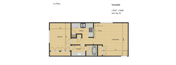 a floor plan of a room with a bed and a bath