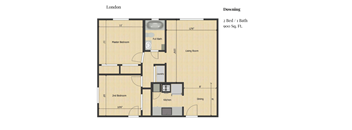 a floor plan of a room with a bed and a bath