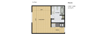 a floor plan of a room with a bed and a bathroom