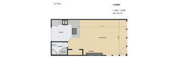 a floor plan of a room with a bedroom and a bathroom