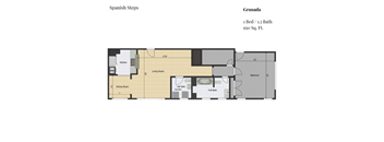 a floor plan of a small apartment with a bedroom and a living room