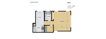 a floor plan of a home with a bedroom and a living room