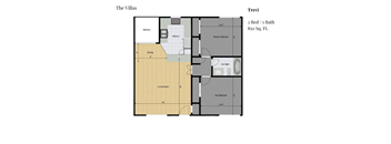 a floor plan of a room with a bed and a bath