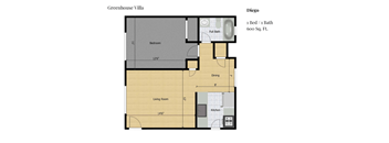 a floor plan of a house with a bedroom and a bathroom