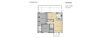 a floor plan of a unit with a bedroom and a bathroom