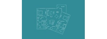 a blueprint of a floor plan of a room with a desk and a tv
