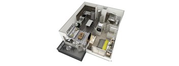 an illustration of a 3d floor plan of a house