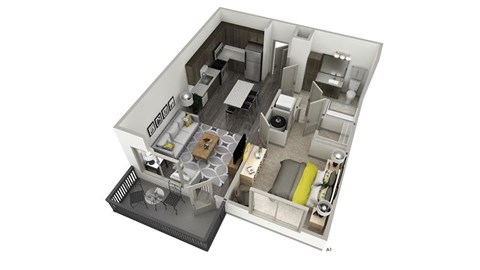an illustration of a 3d floor plan of a house