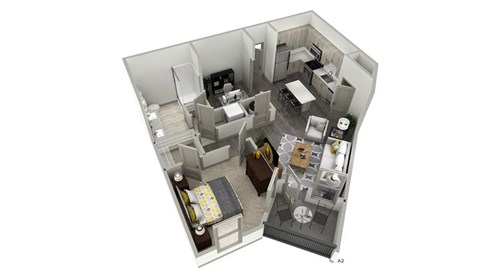 a floor plan with a bedroom and a living room