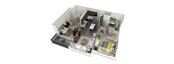 a floor plan of a house with a bedroom and a living room
