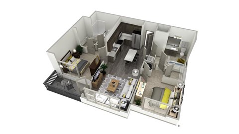 a floor plan of a house with a bedroom and a living room