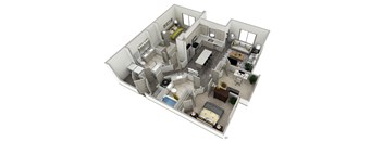 a floor plan with a bedroom and a kitchen