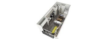 an overhead view of a floor plan of a small apartment