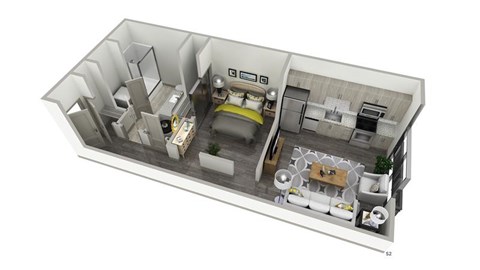 a bedroom with a bed and a desk