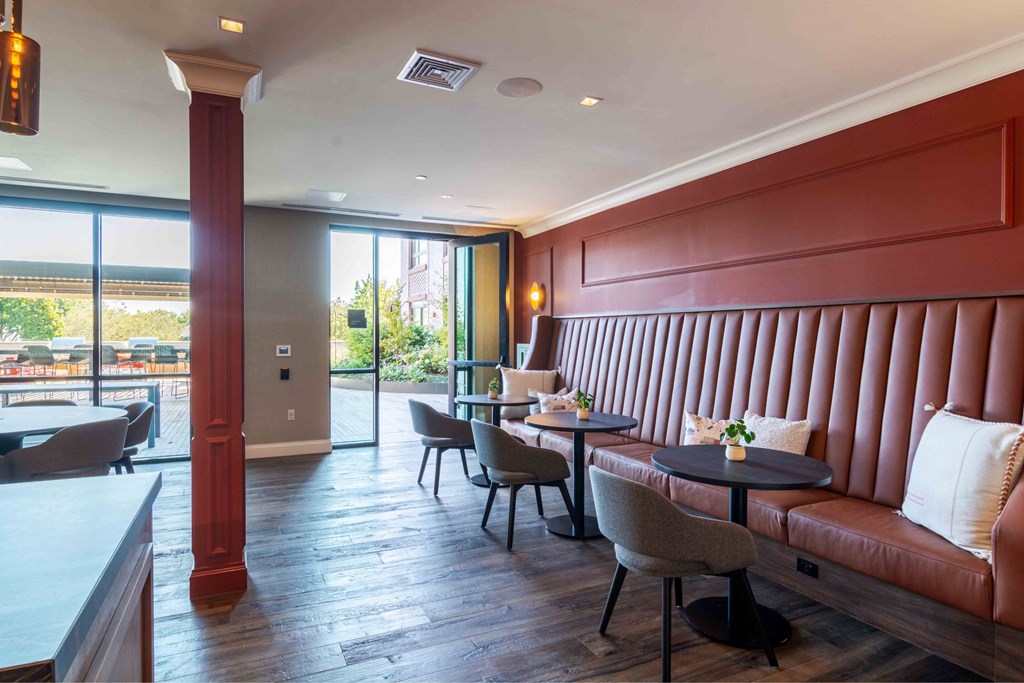 place to eat or relax with large booth and circle tables