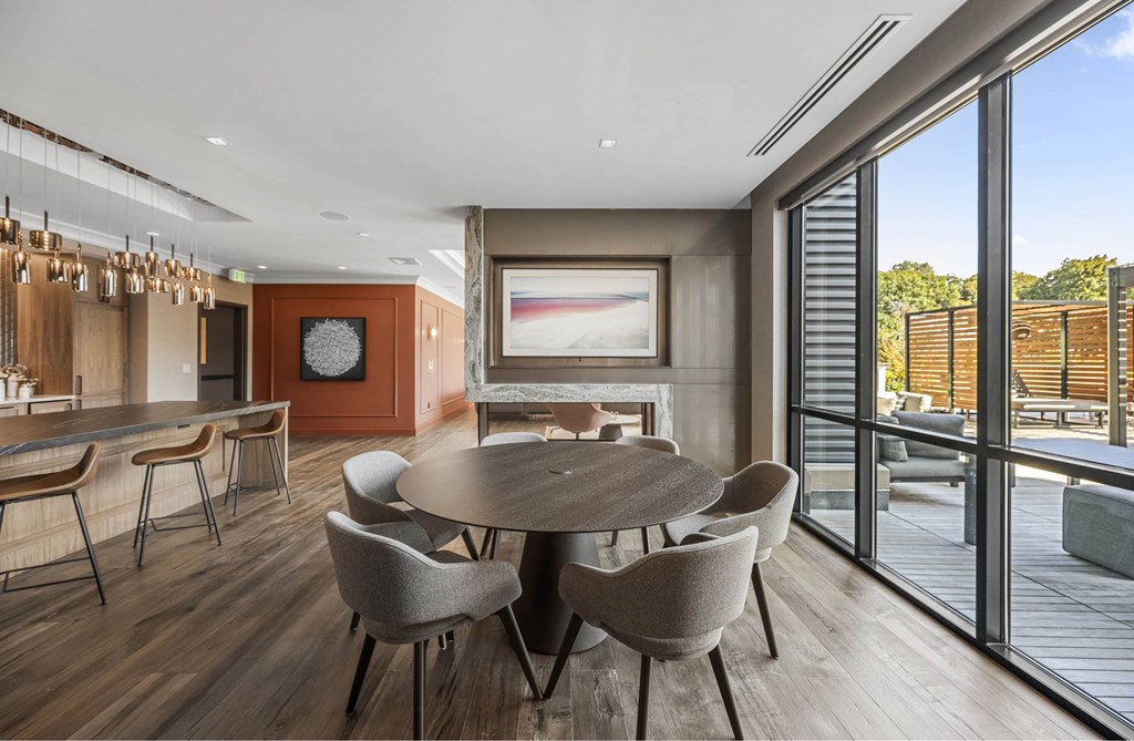 dining room with a table and chairs and a kitchen