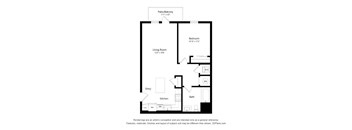 a floor plan of a unit with a bedroom and a living room
