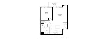 a floor plan of a unit with a bedroom and a living room