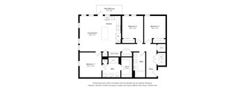 a floor plan of a bedroom apartment with a floor ratio of 1 to 3