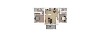 a bedroom floor plan with a living room and a dining room