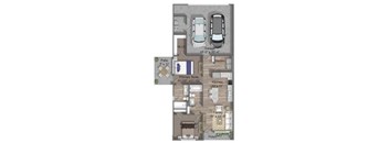 Levi Floor Plan 2x2 Duplex with 2 car garage 808 sqft