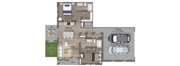 Emily - 2x2 957 sqft townhome with 2 car garage and small backyard