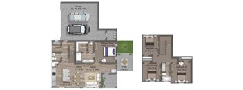 4 bedroom, 2.5 bath, 2 story townhome with 2 car garage. Master Bedroom on 1st floor Townhome. 1,682 sqft with small backyard