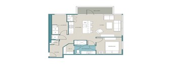 a floor plan of a house with a bedroom and a living room