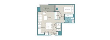 a floor plan of a bedroom apartment with an open floor