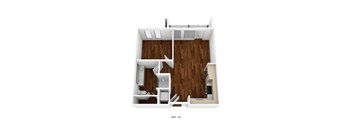 a stylized drawing of a room with a wood floor