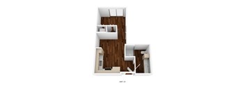 a 3d rendering of a floor plan with a wood floor