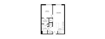 a floor plan of a small house with a bedroom and a living room