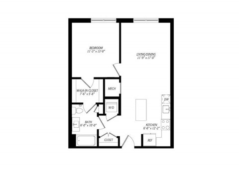 a floor plan of a small house with a bedroom and a living room