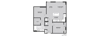 a floor plan of a living room and a kitchen