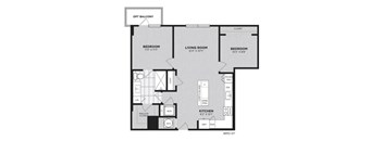 a floor plan of a bedroom and living room