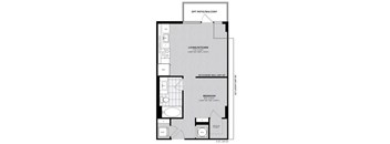 a floor plan of a bedroom with a bathroom and a closet
