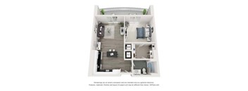 a 2 bedroom floor plan with a bathroom and a balcony